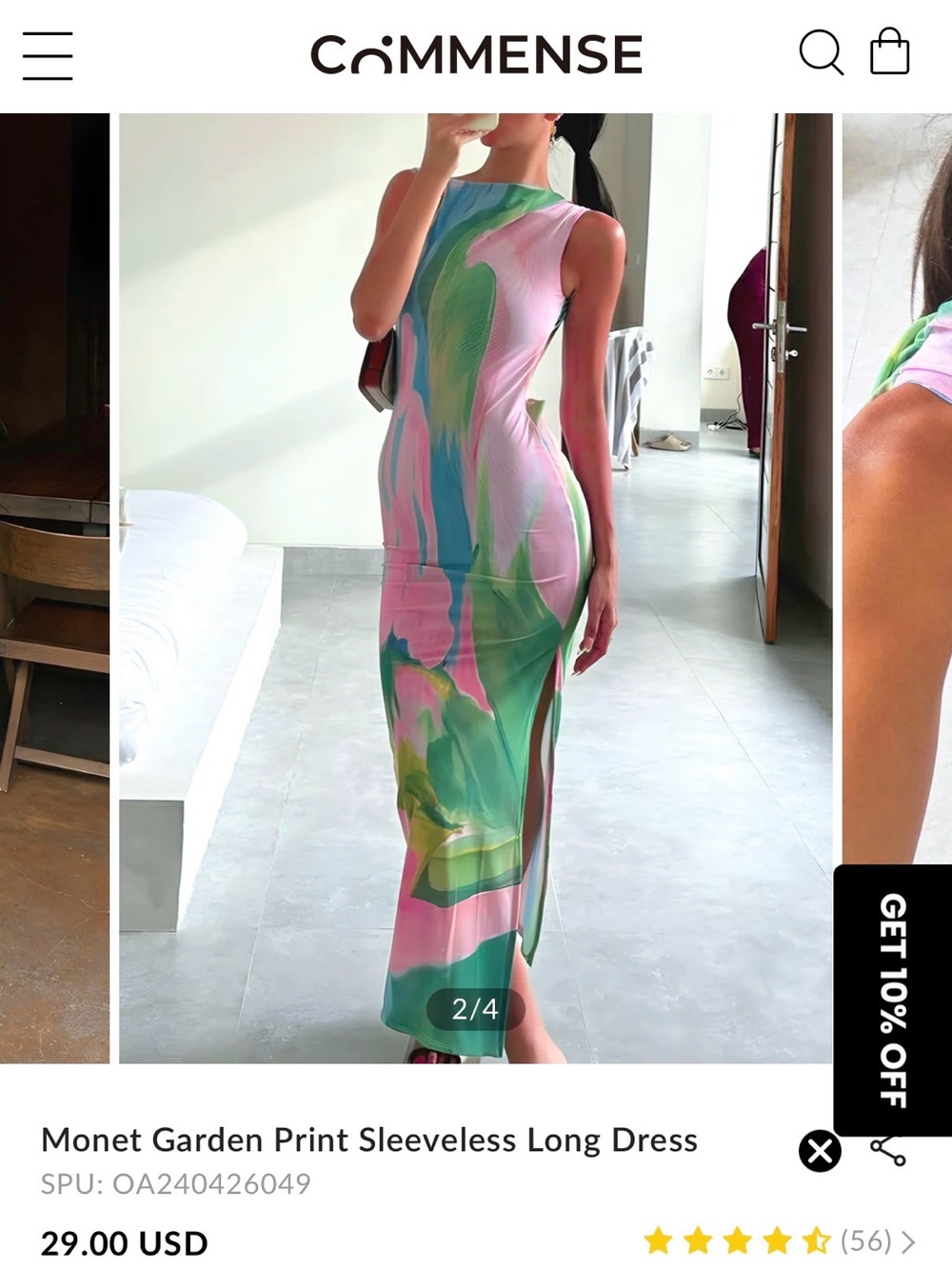NWT Commense Monet Garden Print Sleeveless Maxi Dress Size Medium